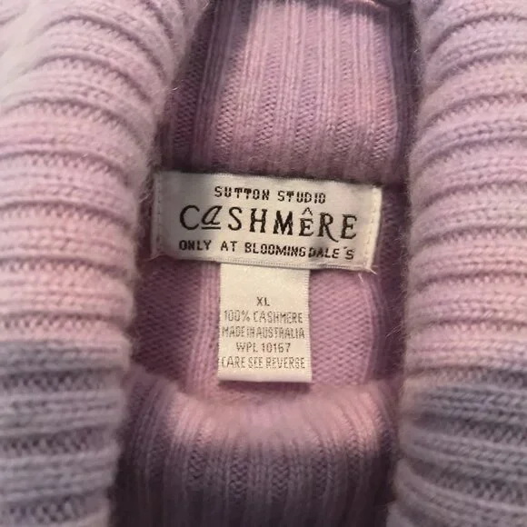 Sutton Studio Purple Cable Knit Cashmere Turtleneck/Sweater Size XL - Picture 2 of 6